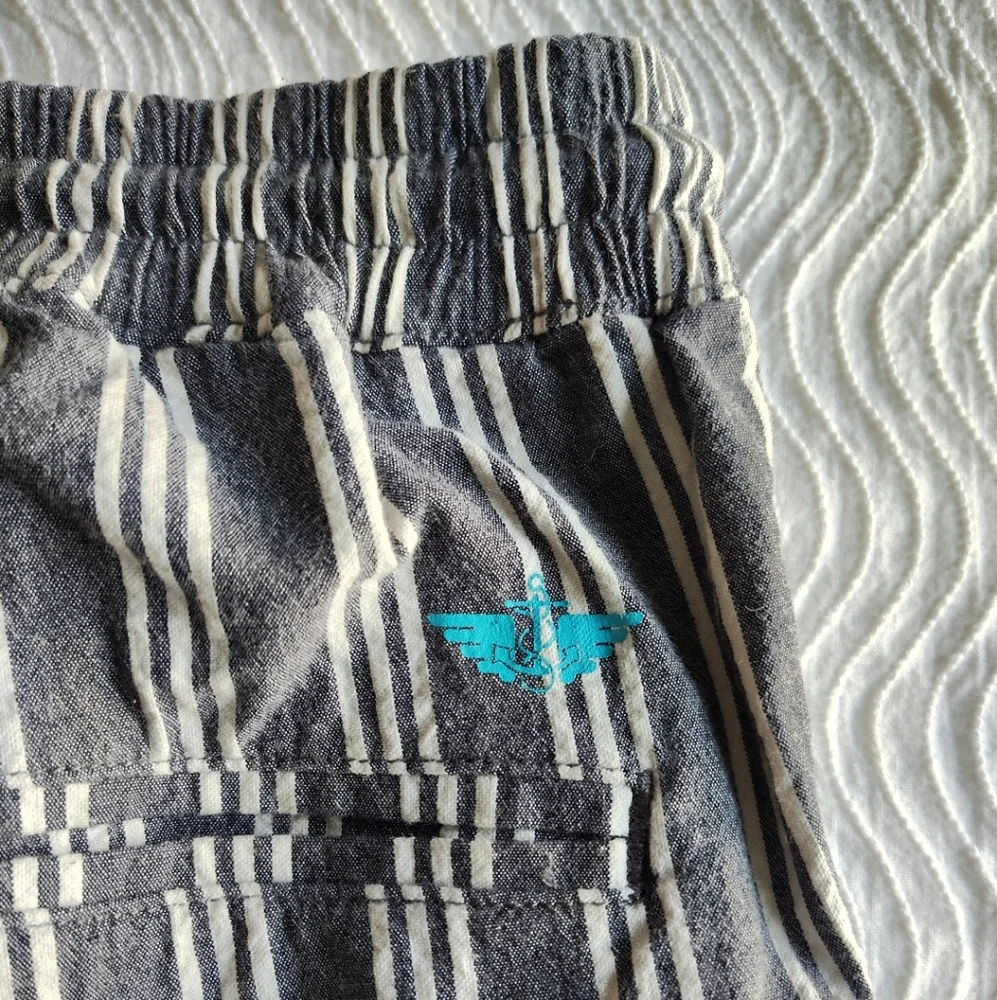 Dockers Alpha Khaki Supreme Flex Shorts Mens Medium Stripe Yacht Nautical Preppy
